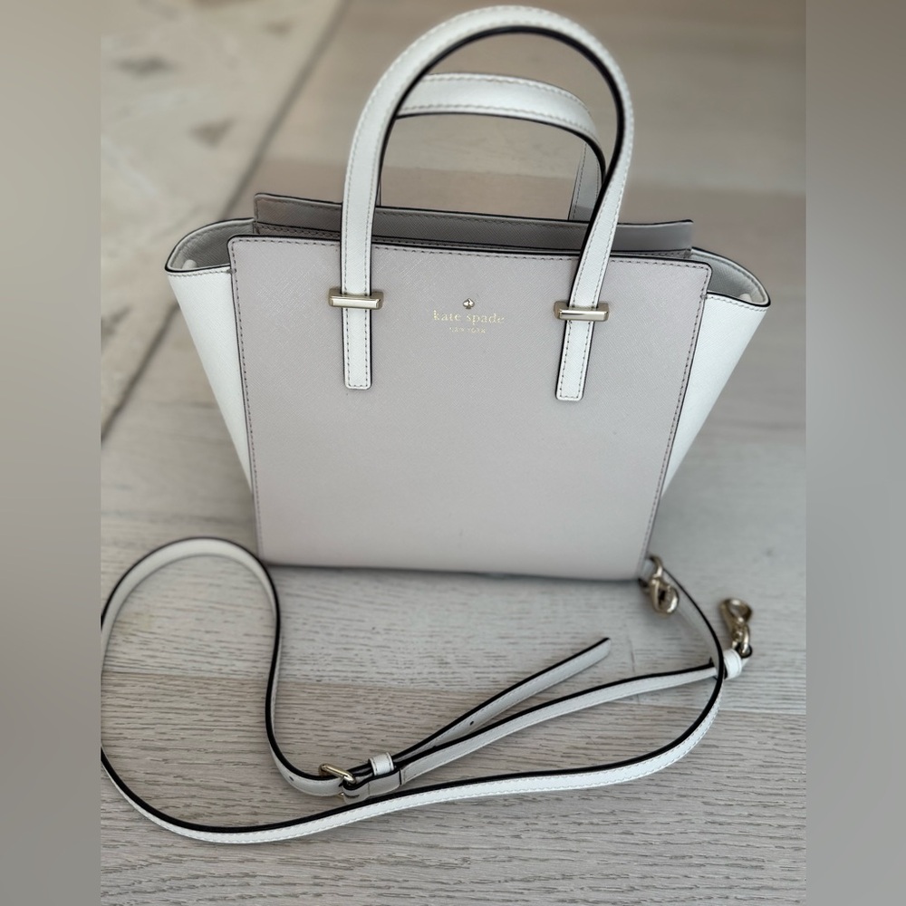 Kate Spade Elegant White and Gray Satchel